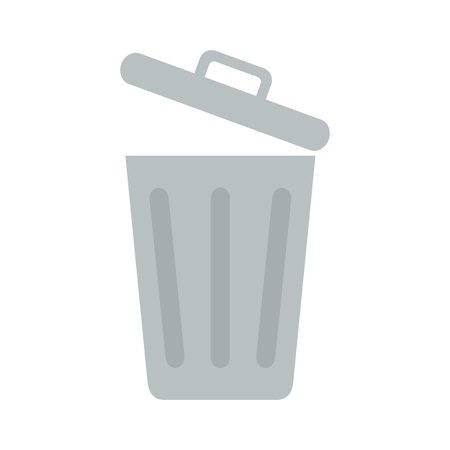 Flat icon opened trash can isolated on white background. Vector illustration.のイラスト素材