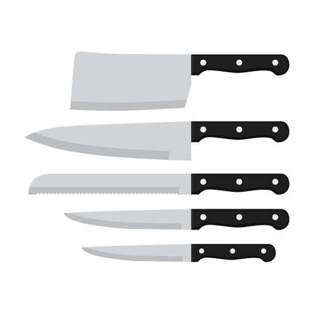 Flat icon knives. Set of different knives. Vector illustration.のイラスト素材