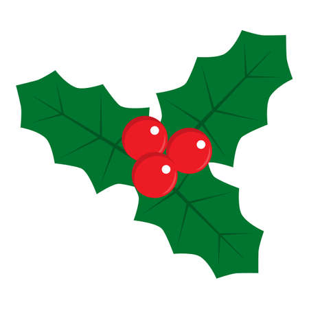 Flat icon christmas holly berry. Christmas symbol. Vector illustration.のイラスト素材
