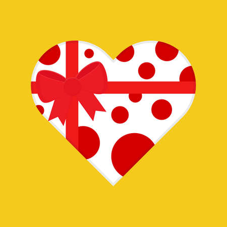 Flat icon love gift isolated on yellow background. Romance. Valentine's day. Vector illustration.のイラスト素材