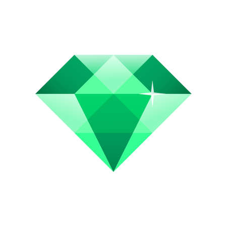 Flat icon green diamond isolated on white background. Vector illustration.のイラスト素材