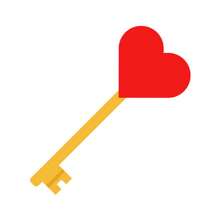 Flat icon heart key isolated on white background. Vector illustration.のイラスト素材