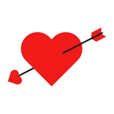 Flat icon heart with arrow isolated on white background. Vector illustration.のイラスト素材