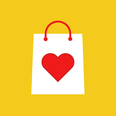 Flat icon love bag with heart. Vector illustration.のイラスト素材