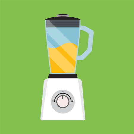 Flat icon electric blender isolated on green background. Vector illustration.のイラスト素材
