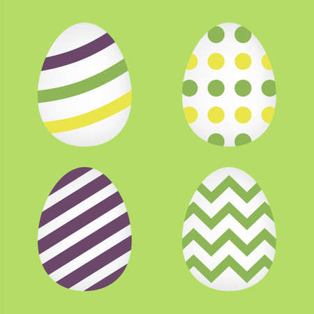 Flat icon easter eggs isolated on green background. Vector illustration.のイラスト素材