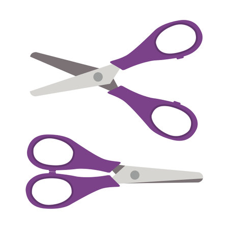 Flat icon purple scissors isolated on white background. Vector illustration.のイラスト素材