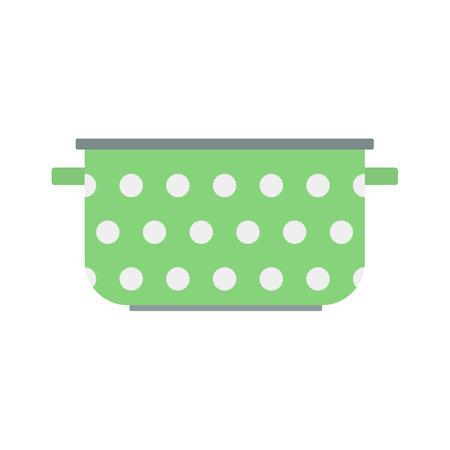 Flat icon green cooking pot with white dots.のイラスト素材
