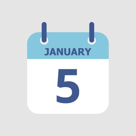 Flat icon calendar 5th of January isolated on gray background. Vector illustration.のイラスト素材