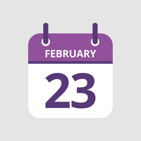 Flat icon calendar 23rd of February isolated on gray background. Vector illustration.のイラスト素材