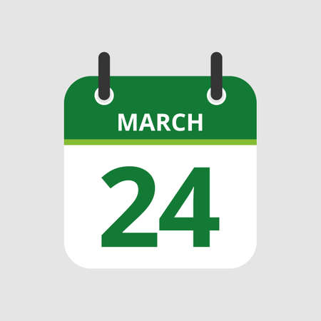 Flat icon calendar 24th of March isolated on gray background. Vector illustration.のイラスト素材