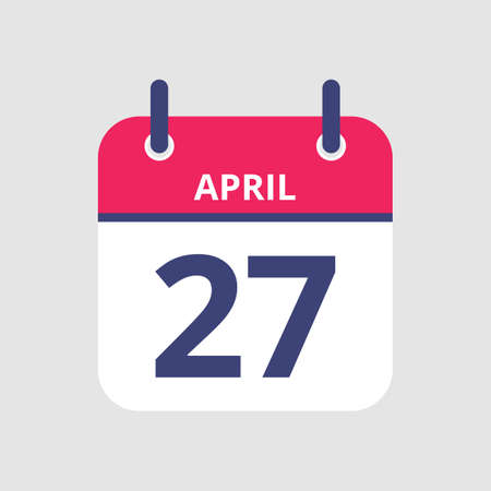 Flat icon calendar 27th of April isolated on gray background. Vector illustration.のイラスト素材