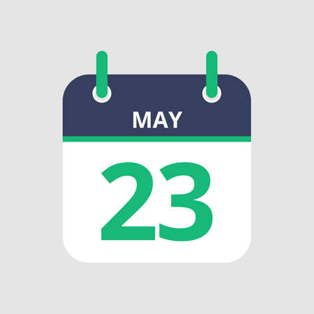 Flat icon calendar 23rd of May isolated on gray background. Vector illustration.のイラスト素材