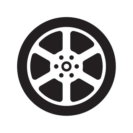Line icon car wheel isolated on white background. Vector illustration.のイラスト素材