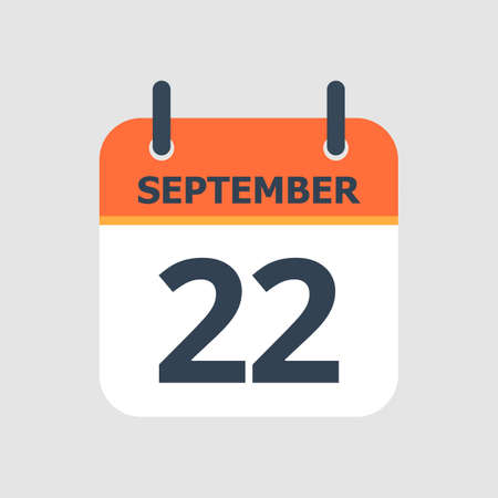 Flat icon calendar 22nd of September isolated on gray background. Vector illustration.のイラスト素材