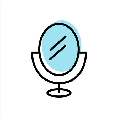 Line icon mirror with blue element isolated on white background. Vector illustration.のイラスト素材