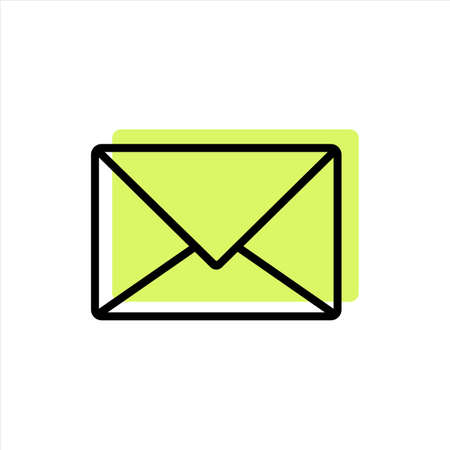 Line icon email with yellow element isolated on white background. Vector illustration.のイラスト素材