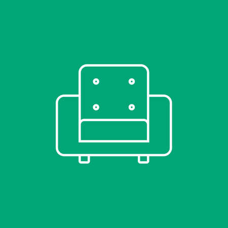 Line icon armchair isolated on green background. Vector illustration.のイラスト素材