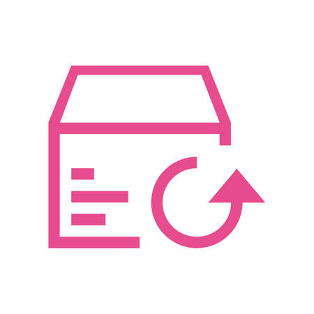 Line icon return to cardboard box isolated on white background. Vector illustration.のイラスト素材