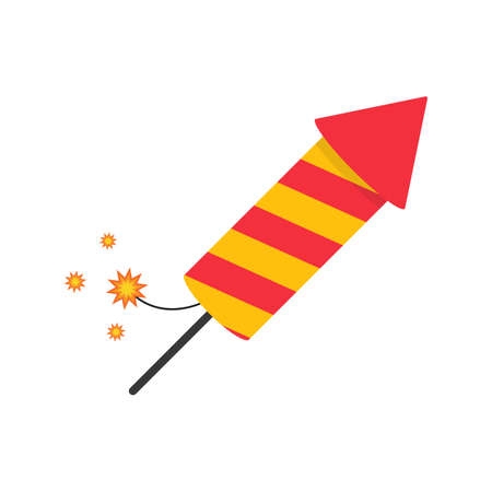Flat icon firework rocket isolated on white background. Vector illustration.のイラスト素材