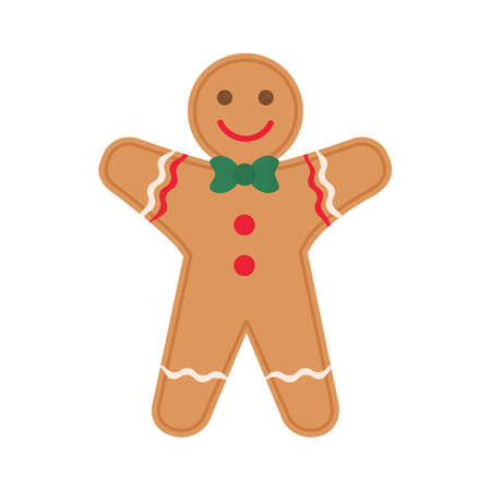 Flat icon gingerbread man cookie isolated on white background. Vector illustration.のイラスト素材