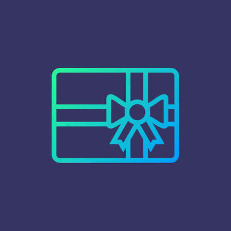 Line icon gift voucher isolated on purple background. Vector illustration.のイラスト素材