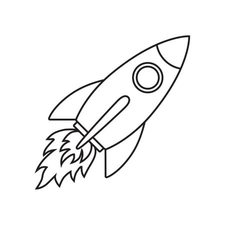 Line icon rocket isolated on white background. Vector illustration.のイラスト素材