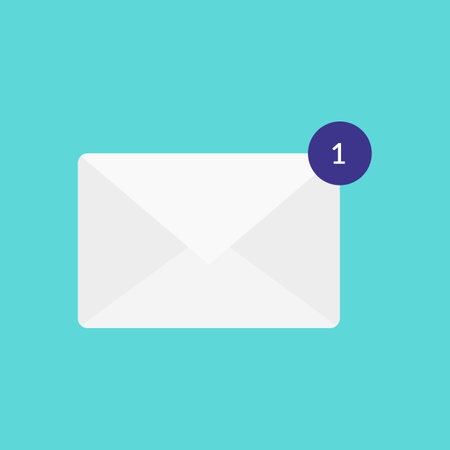 Flat icon new email isolated on turquoise background. Vector illustration.のイラスト素材