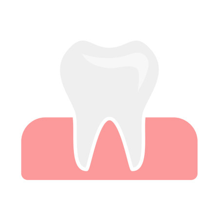 Flat icon white single tooth in healthy gums. Vector illustration.のイラスト素材