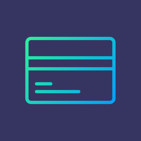 Line icon payment card isolated on purple background. Vector illustration.のイラスト素材