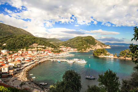 Beautiful view of Parga port in Greece in the afternoonのeditorial素材