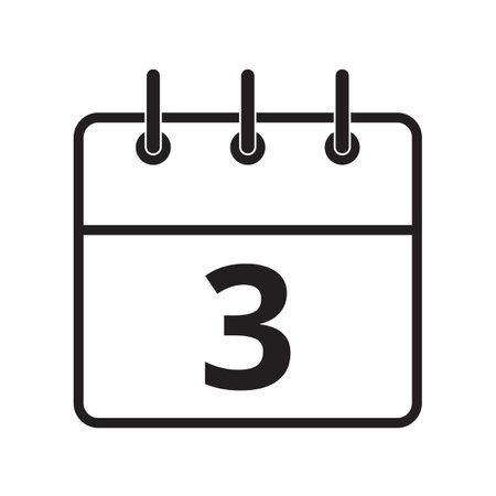 Line icon the third day on the calendar isolated on white background. Vector illustration.のイラスト素材