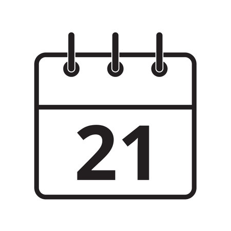 Line icon the twenty-first day on the calendar isolated on white background. Vector illustration.のイラスト素材