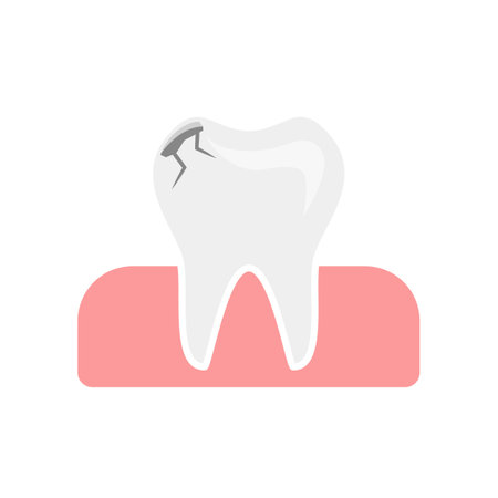 Flat icon white broken tooth isolated on white background. Vector illustration.のイラスト素材
