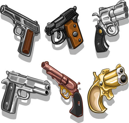 Very well crafted survival weapons set. Get the design of various types of firearms in cartoon format! Features: *6 high quality Firearms designs *Well organized files *100% vector iconsのイラスト素材