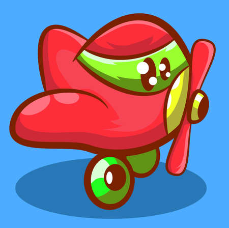 flying in the sky small red plane. small red plane flying through the skyのイラスト素材