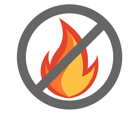 Forbidden fire icon on white background. Flat style. Vector illustration.のイラスト素材