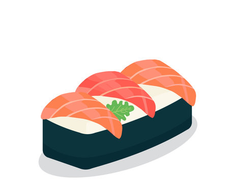 Sushi icon. Isometric of sushi icon for web design isolated on white backgroundのイラスト素材