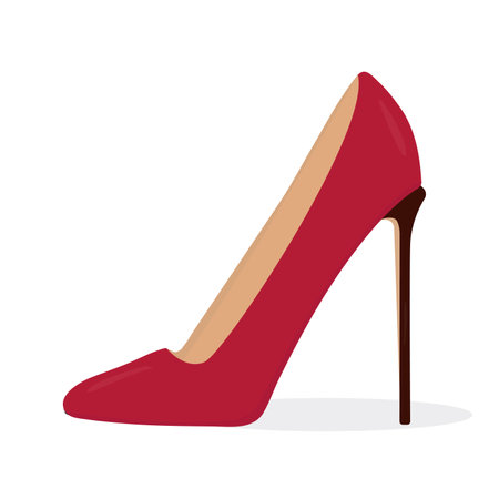 Red high heel shoe isolated on a white background. Vector illustration.のイラスト素材