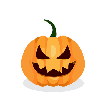 Halloween pumpkin icon. Cartoon illustration of Halloween pumpkin vector isolated on white backgroundのイラスト素材