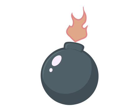 Simple cartoon bomb with a lit fuseのイラスト素材