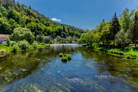 Hike around the Hohenwarte Dam at the Thuringian Sea near Ziegenrueck - Germanyの写真素材
