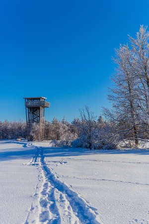 Winter Exploration tour through the RhÃ¶n in near the Schwarzen Moorの写真素材