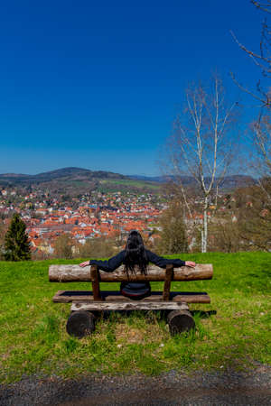 Spring Walk through the beautiful city of Schmalkalden - Thuringia - Germanyの写真素材
