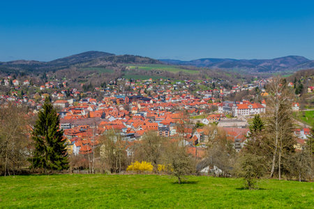 Spring Walk through the beautiful city of Schmalkalden - Thuringia - Germanyの写真素材