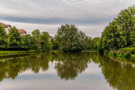 Summer walk through the beautiful city of Schmalkaldenの写真素材