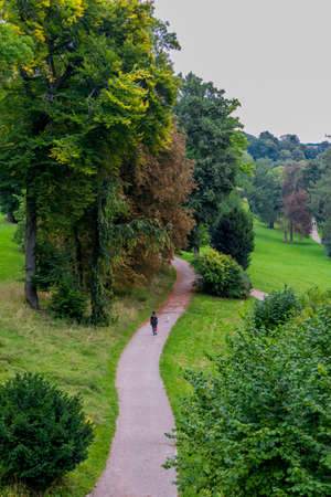 Autumn walk through the classic city of Weimar and its beautiful park on the Ilm - Thuringiaの写真素材