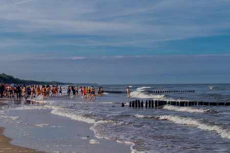 Beautiful beach walk on the Polish Baltic Sea at the gates of Mielno - Polandのeditorial素材