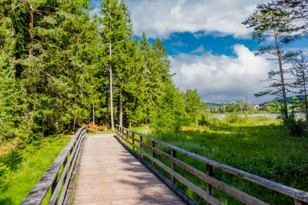 Walk around the Wildsee lake near Seefeld in Tyrol - Austriaの写真素材
