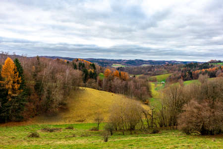Hiking through a colorful Thuringian forest - Thuringiaの写真素材